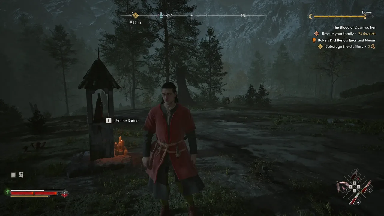 Interact prompt to use the shrine appears next to Coen during exploration.