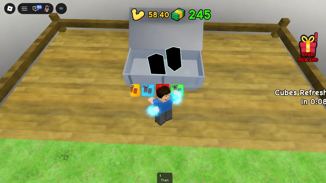 Avatar at the central cube machine while the Cubes Refresh countdown runs