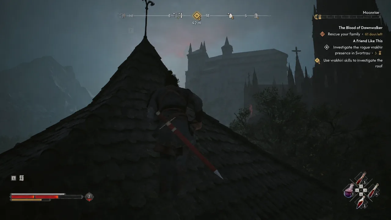 Coen standing on a Svartrau rooftop at night with the objective to investigate the roof on screen