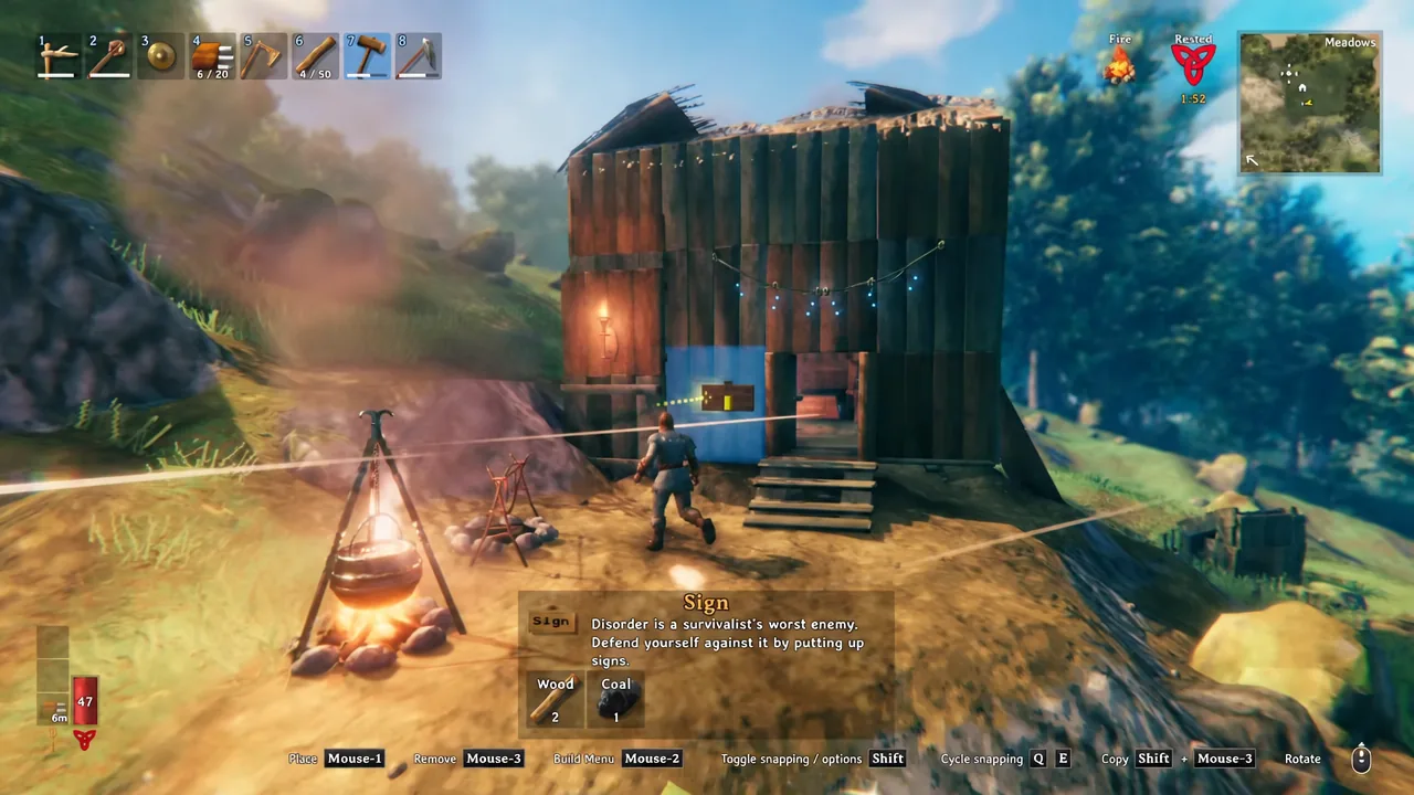 The Enter text box open on a placed Valheim sign with a label being typed in