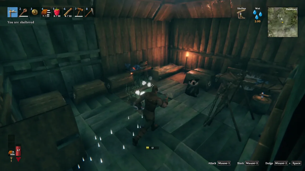 Crafting Bronze Nails at a Forge in Valheim, showing a batch of 20 nails