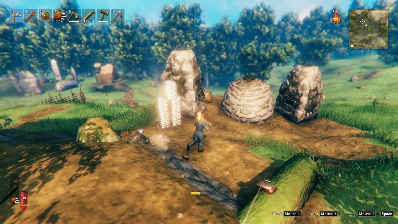 Valheim Forge crafting menu with Bronze and bronze-tier gear recipes listed