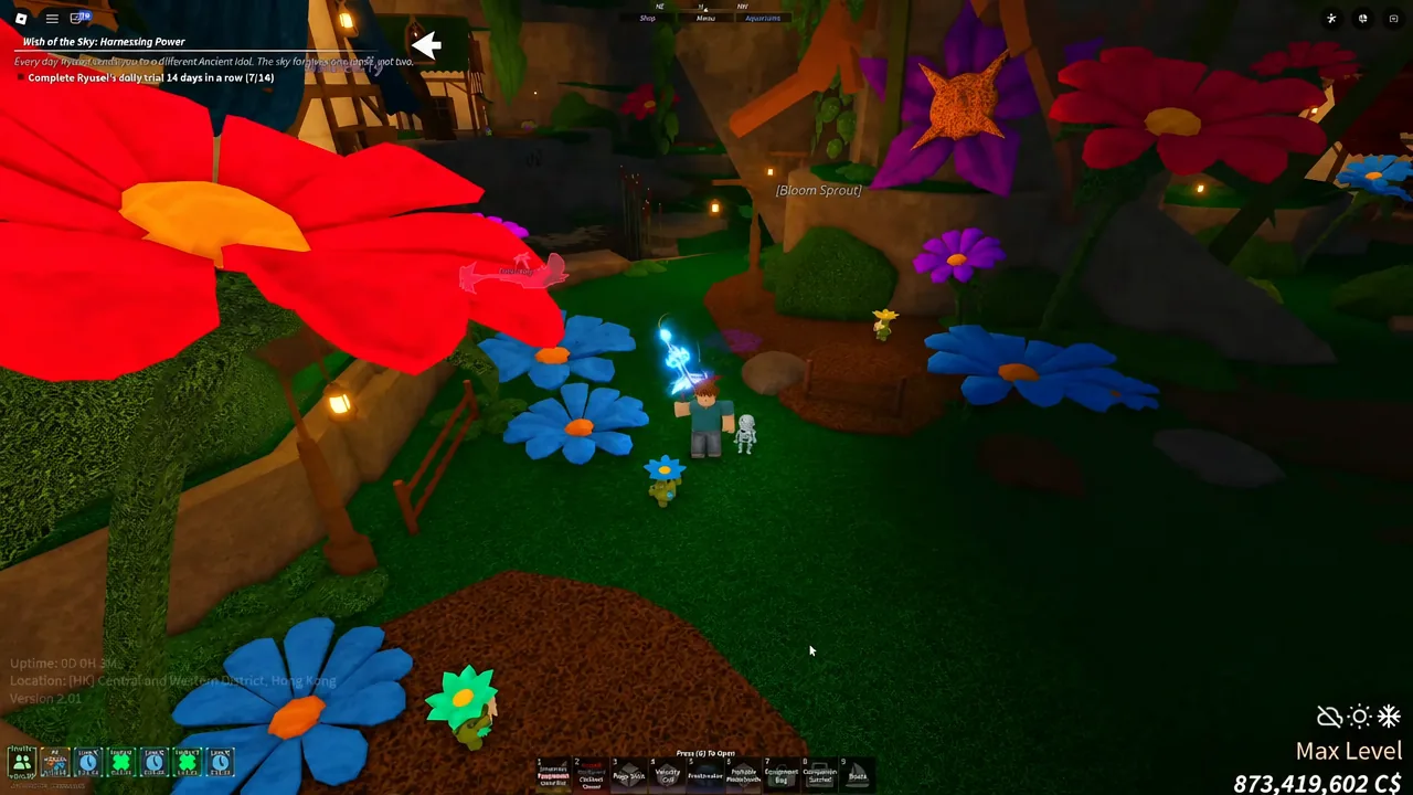 The Living Garden flower bed in Fisch where the small sprout companion wanders