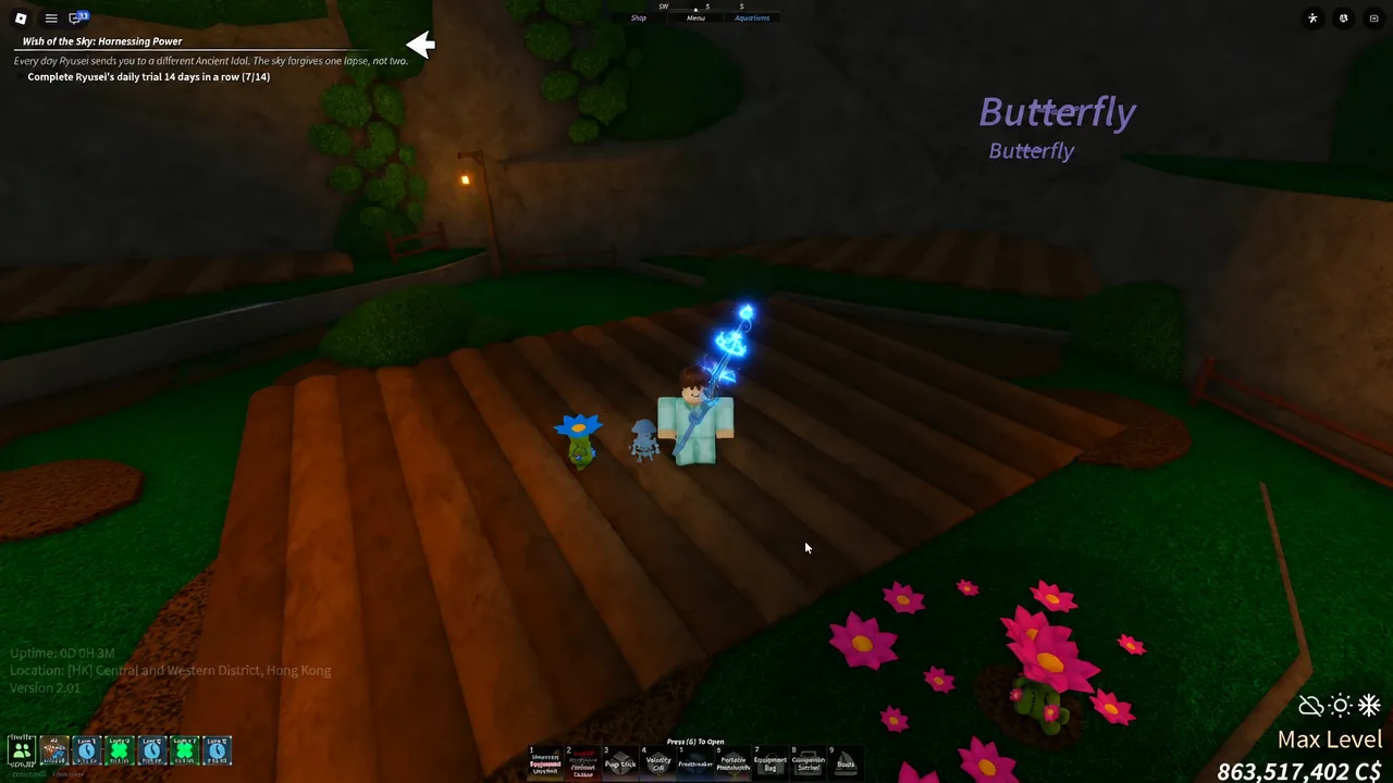 Player character moving toward a highlighted objective in the Living Garden