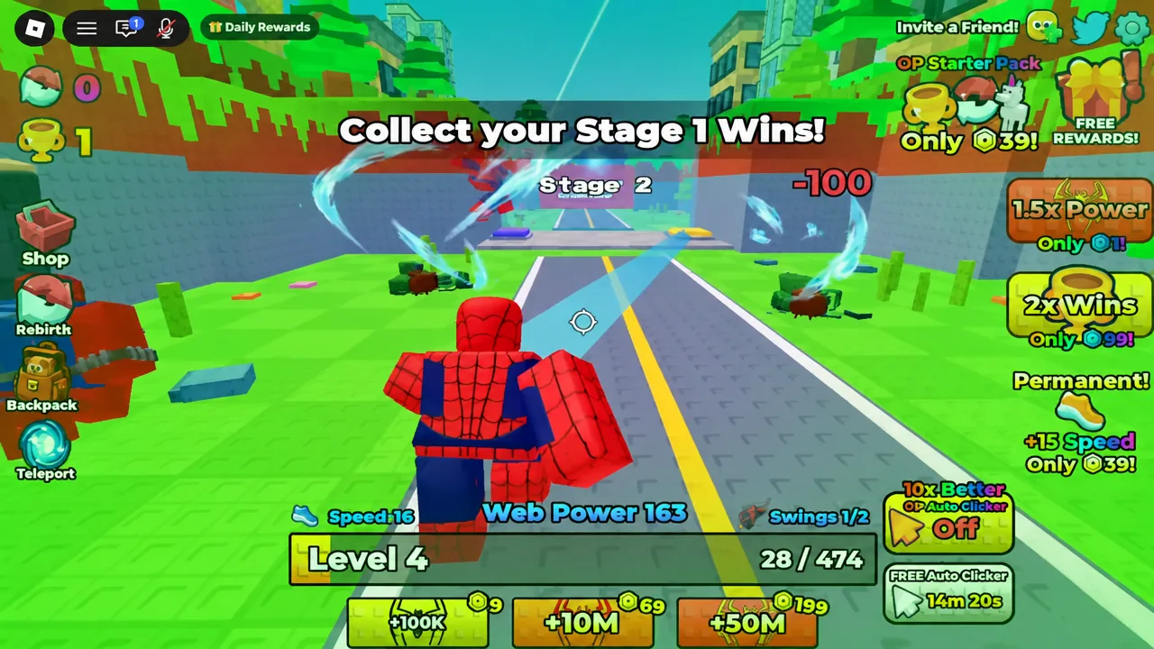 Collect your Stage 1 Wins banner on screen as the player pushes into the next stage