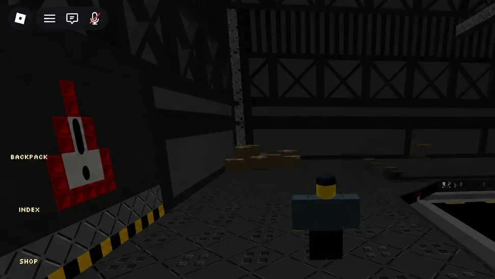 Bloxrooms lobby side menu with the Backpack option highlighted next to Index and Shop