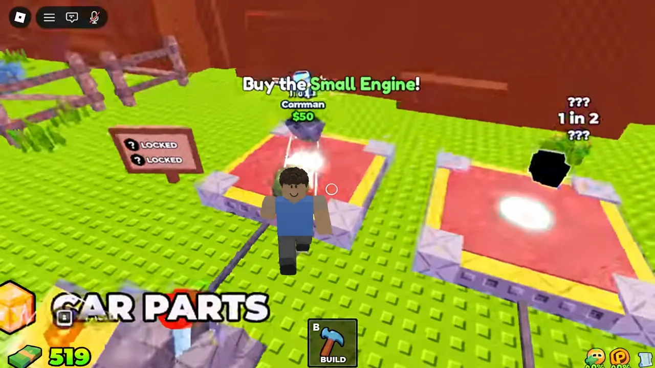 Car Parts station with the Small Engine purchase pad highlighted