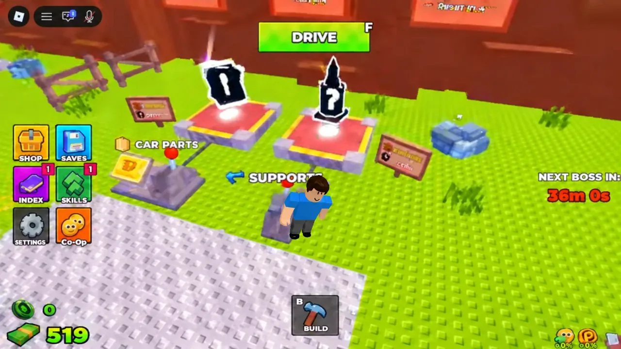 Main screen showing the green DRIVE button used to start a run