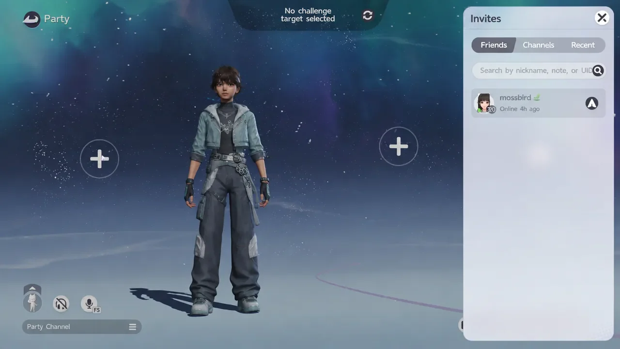 Invites panel open on the Aniimo Party screen with the Friends tab showing an invitable player