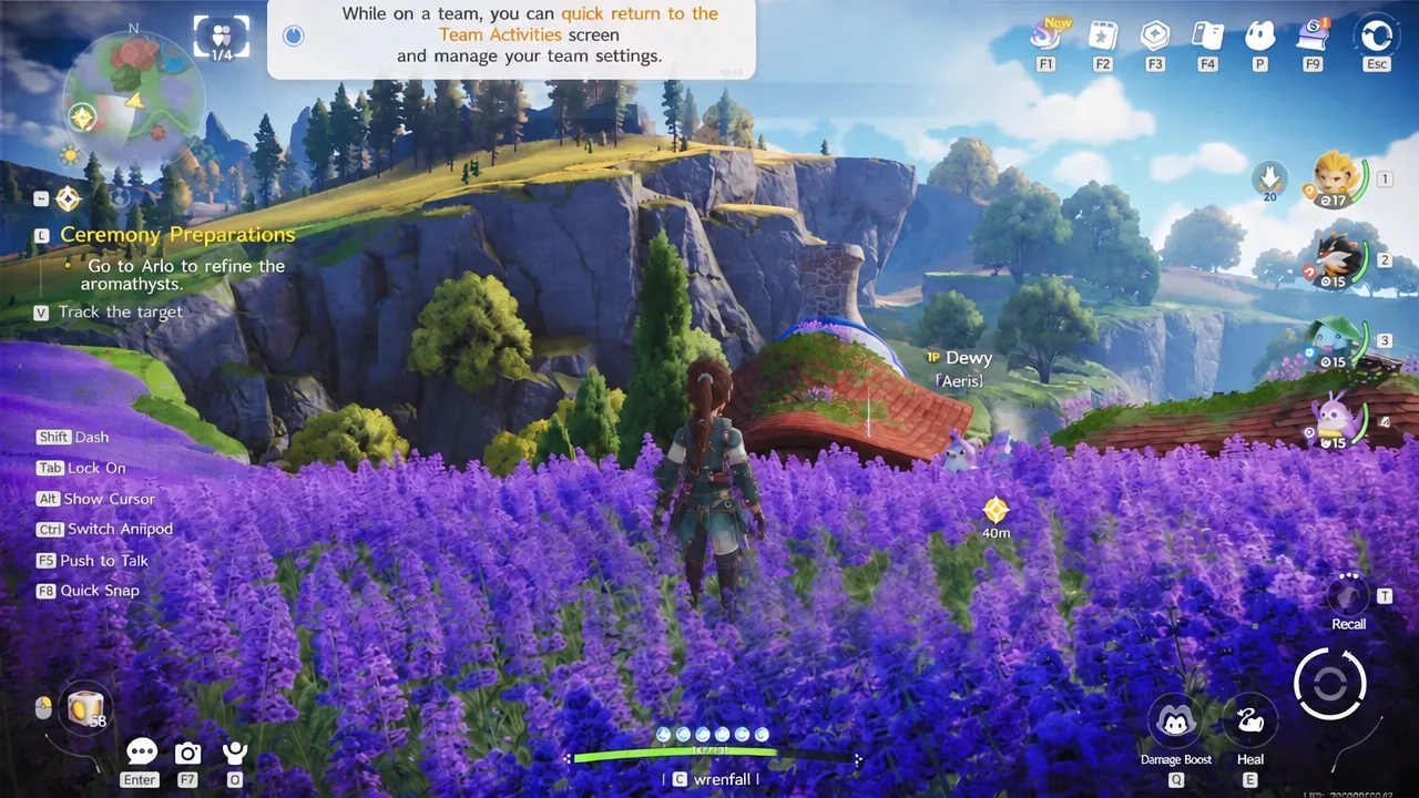 Tutorial banner explaining how to jump back to Team Activities and change team settings