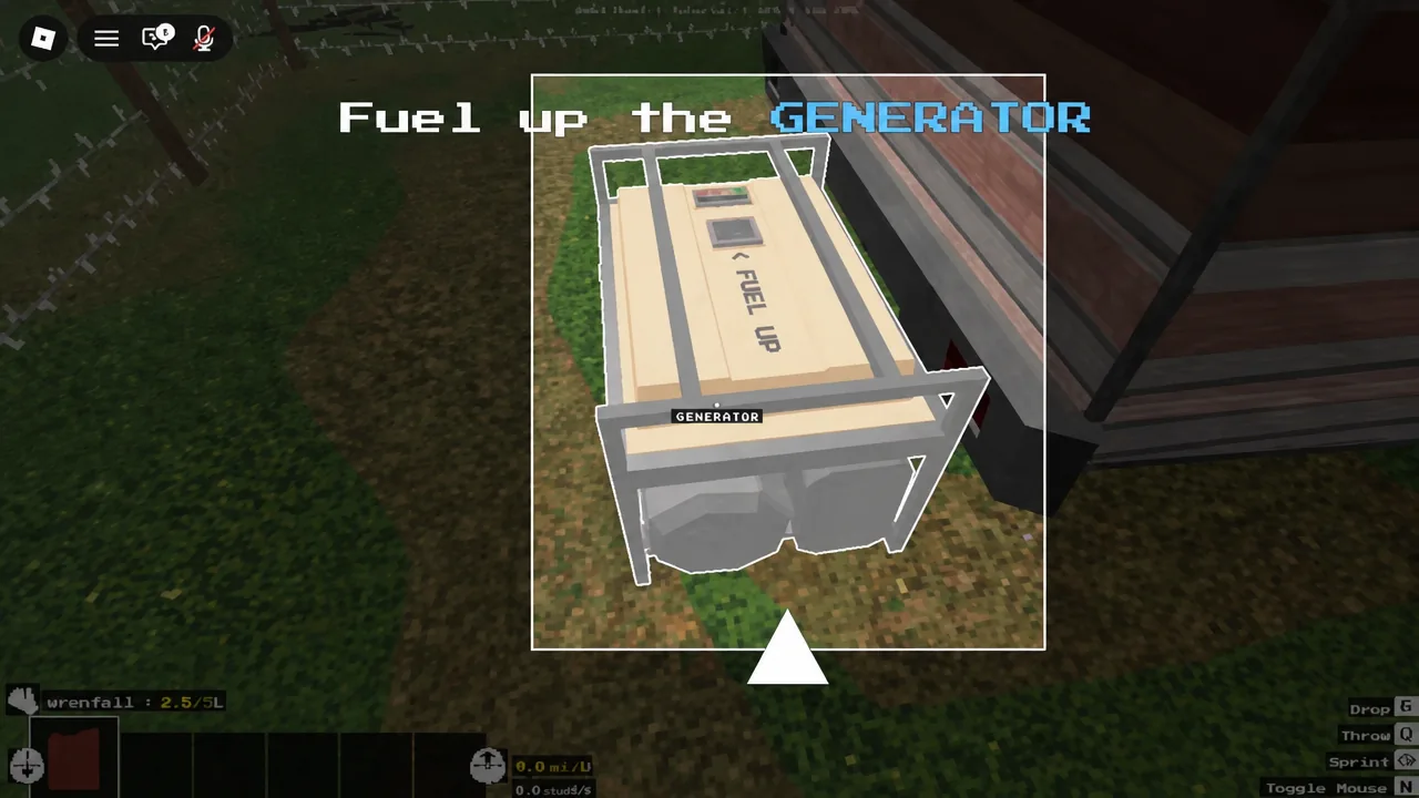 Fuel up the GENERATOR objective on screen with the generator highlighted mid-refuel