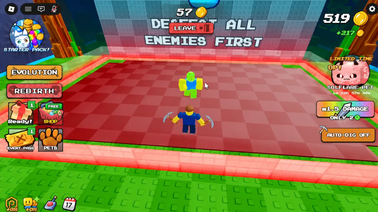 Combat screen against an enemy with the LEAVE button shown on screen