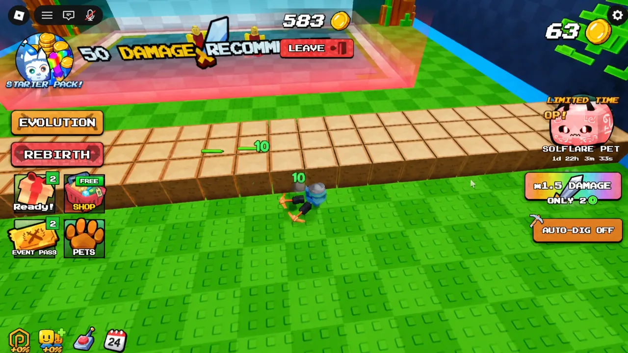 Gameplay view from Merge and Dig Simulator on Roblox