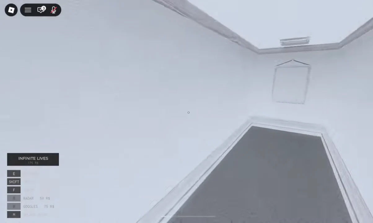 First-person view approaching a dark doorway with control prompts and the lives counter on screen