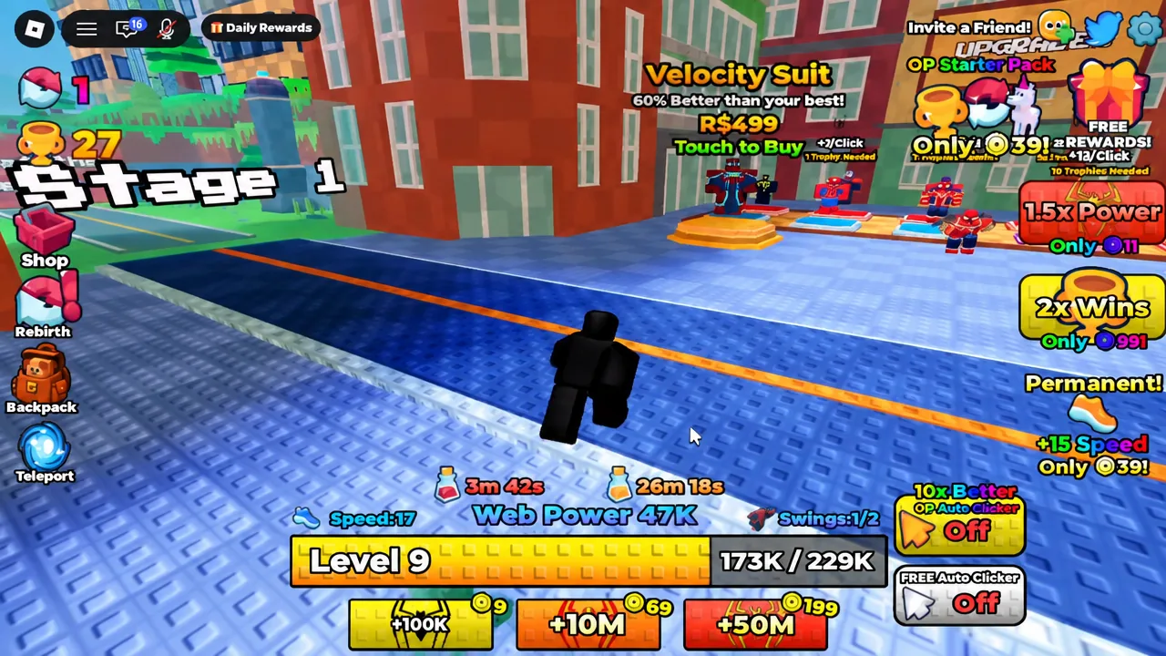 Velocity Suit shop item on Stage 1 displaying a Touch to Buy prompt