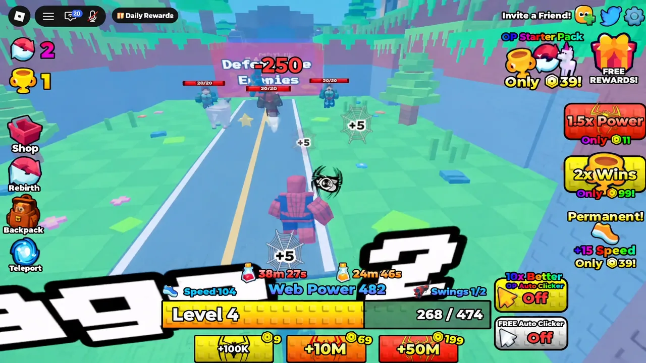 Player web-swinging into enemies with the Defeat Enemies objective still in progress