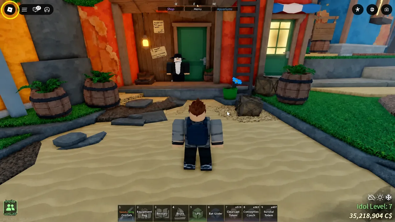 Fisch gameplay on the Skycrest island where the Fruity Abaia Hunt takes place