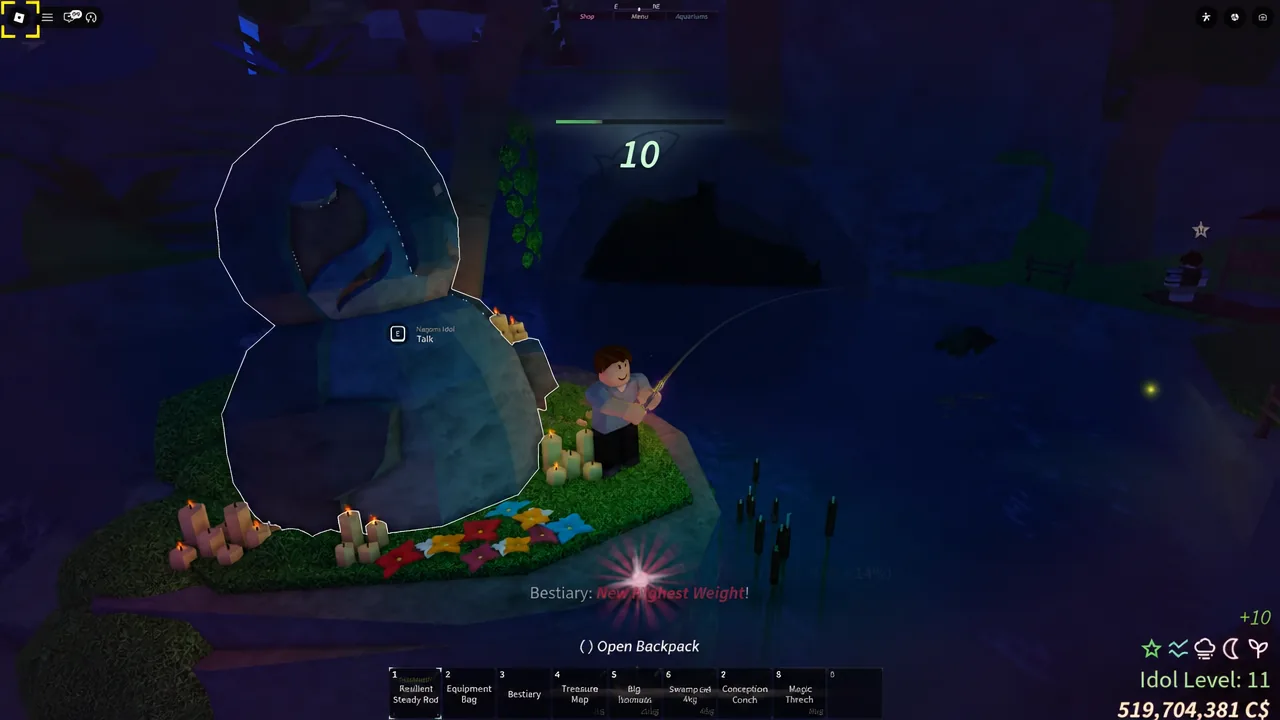 Stone idol on Skycrest with the E Talk interaction prompt showing on screen