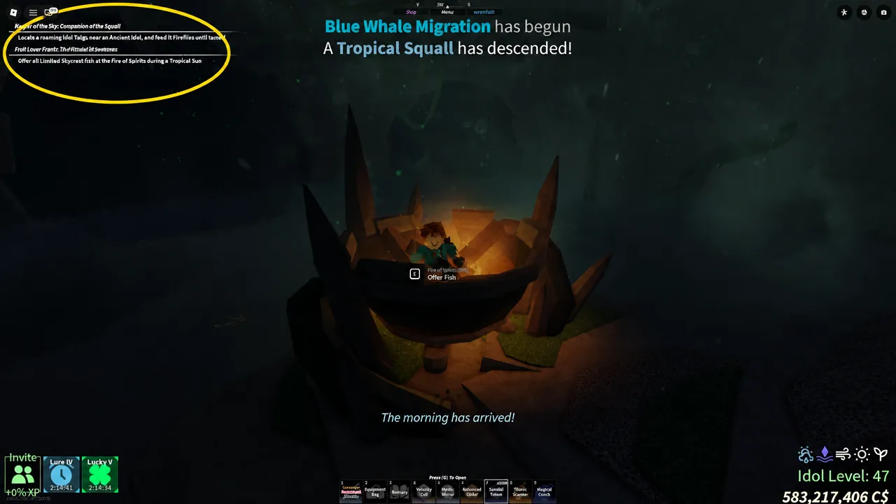 The Fire of Spirits progress meter filled after repeated offerings