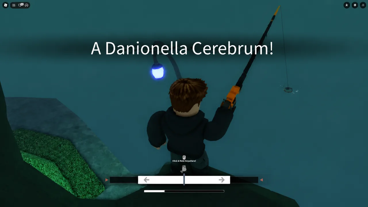 Catch screen reading A Danionella Cerebrum! with the click and hold anywhere prompt