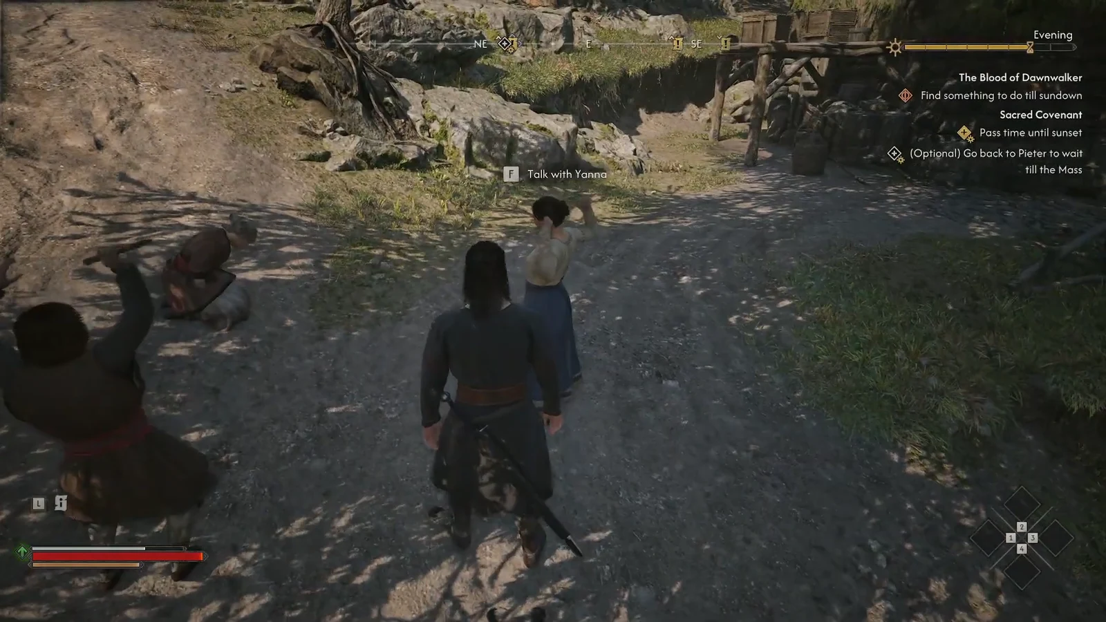 The "F Talk with Yanna" interaction prompt shown while standing next to Yanna