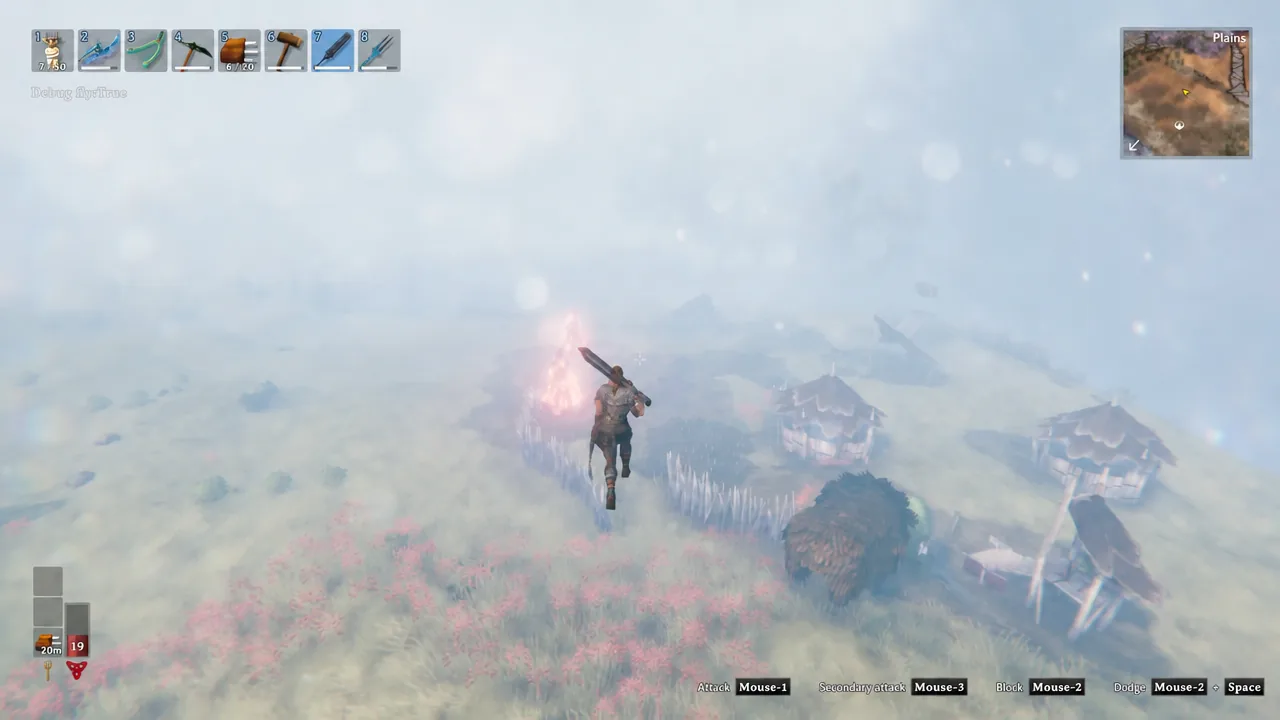 Flying over the open Plains biome while searching for a Fuling village