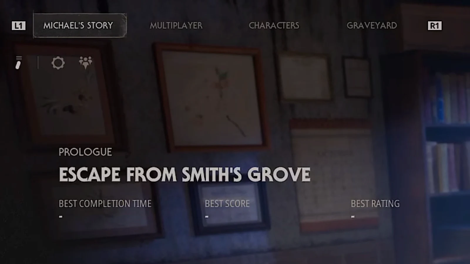 Michael's Story menu with the Prologue: Escape from Smith's Grove chapter selected