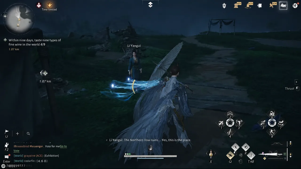 Li Yangui highlighted ahead in the open world as the player character walks toward her