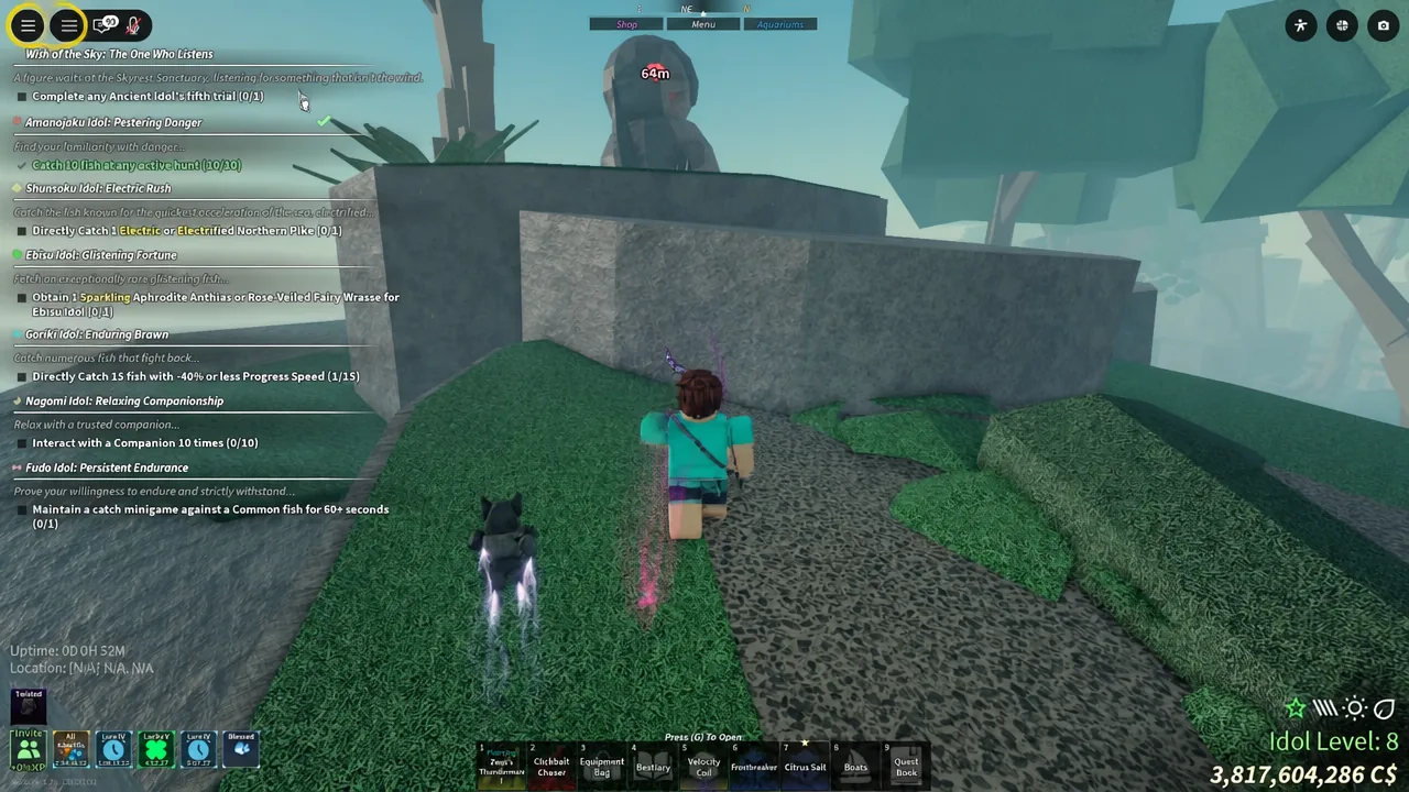Choosing a vaulted rod from the Limited Time Wish selection on Skycrest Island
