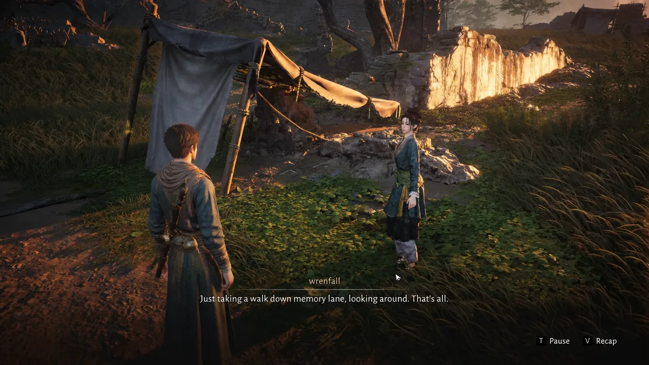 Dialogue screen during the conversation with Li Yangui near the Northern Vow ruins