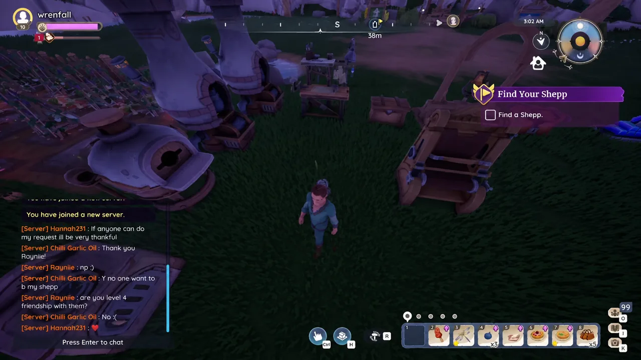 Palia quest tracker on screen as the player moves through the world to find an NPC