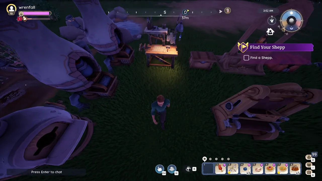 Palia quest panel visible on screen while the player explores the area outdoors