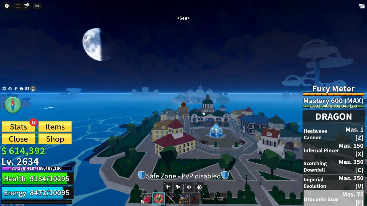 Blox Fruits gameplay during the Magnet Gacha event in the First Sea