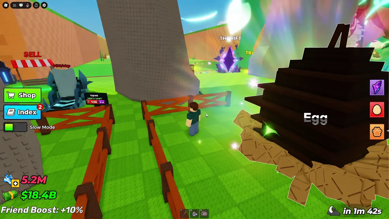 Large placed egg in the base with the Egg button selected on the right side of the screen