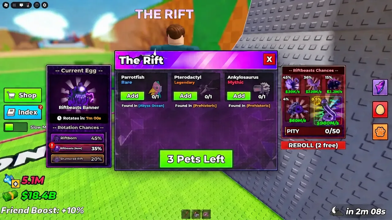 The Rift and Boss Shop menus open, showing Boss Token purchases including the Mutation Consumable