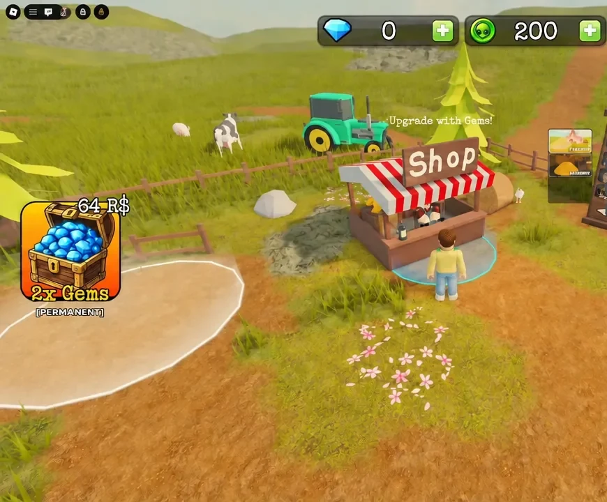 Permanent perks shop menu showing Hay Value and other gem-priced upgrade options