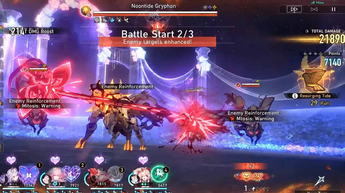 Second wave of node one with reinforcements spawning during the Noontide Gryphon fight