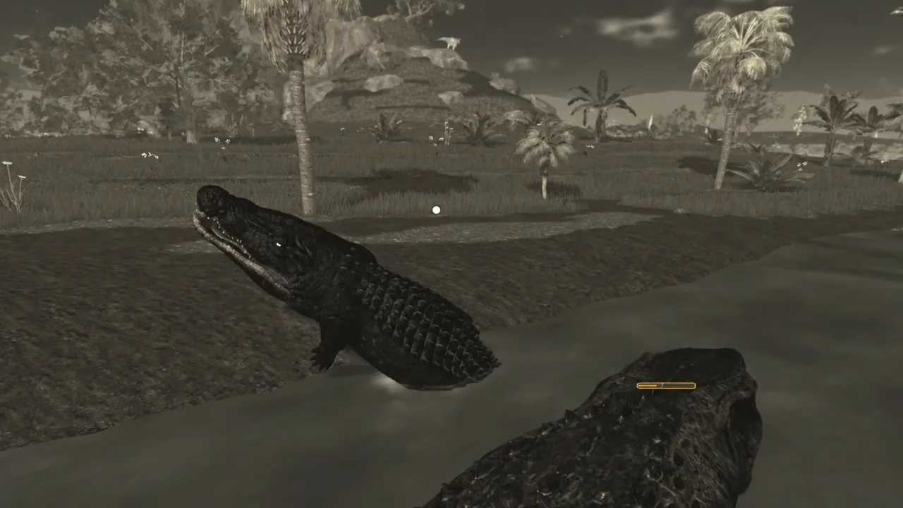 Underwater brawl in Dinosaur Life with a yellow health bar shown above the nearest crocodile