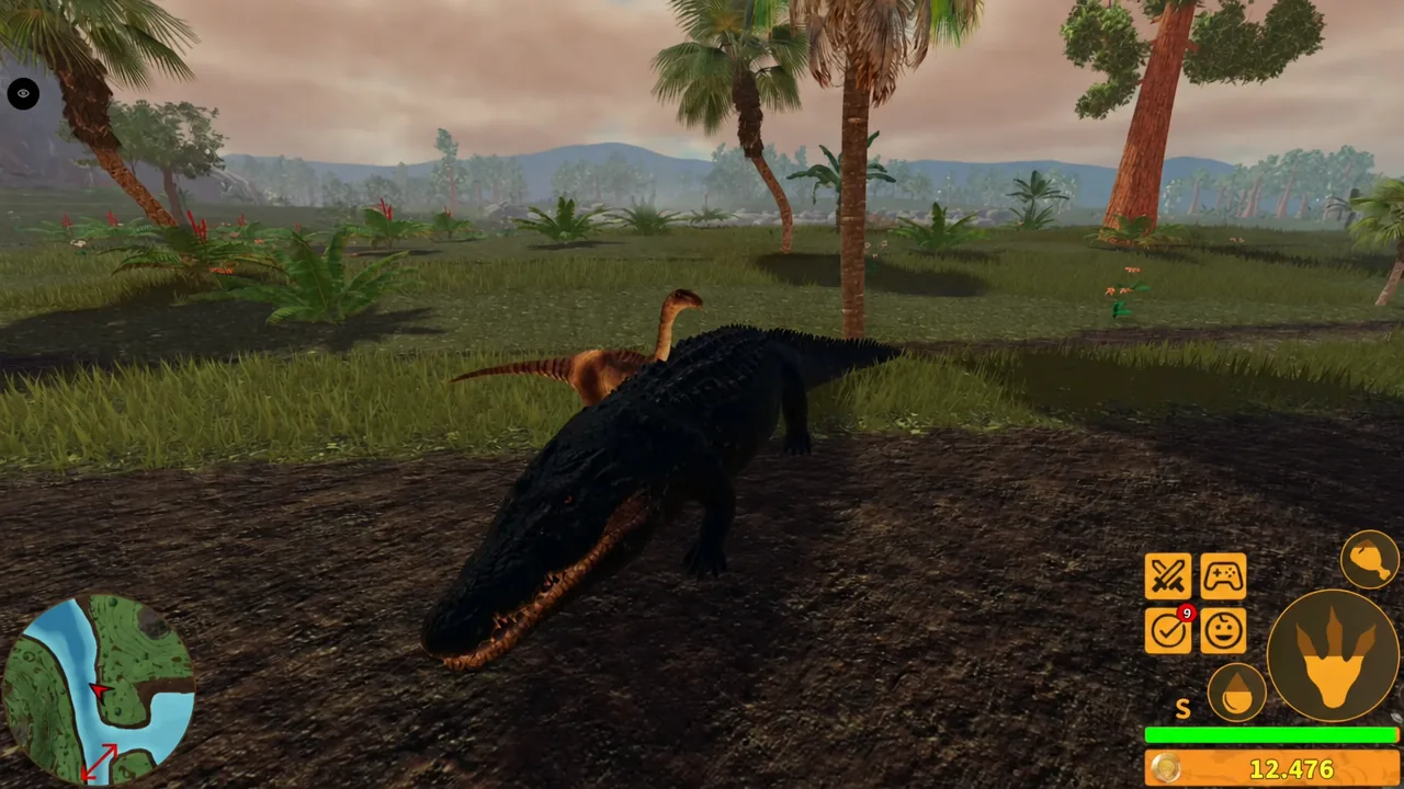 Deinosuchus lined up on a target with the claw attack button ready at the lower right