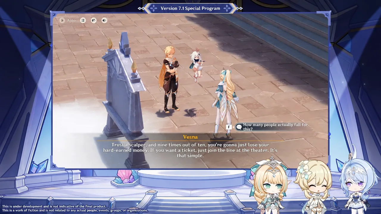 Quest dialogue prompt highlighted during the Version 7.1 Special Program