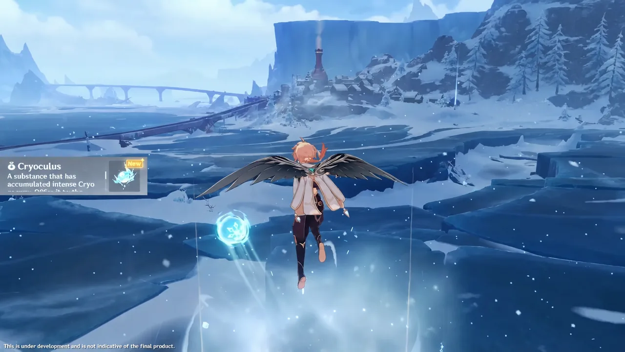 Cryoculus pickup notification appearing as the character glides in to collect it