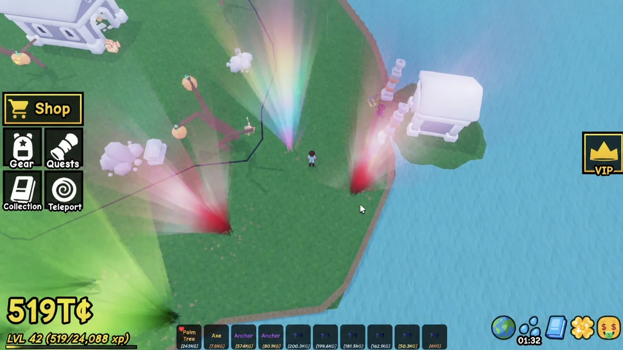Dig and Clean gameplay with the Teleport button highlighted in the left-hand menu