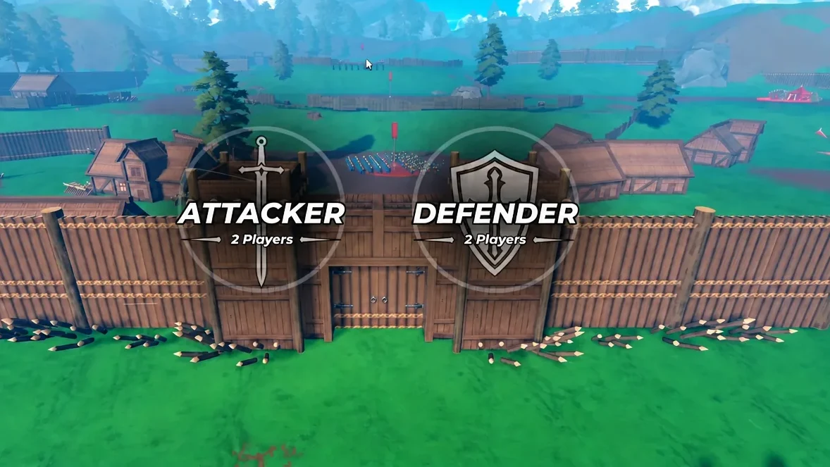 Role selection screen showing the Attacker and Defender team slots before a match starts