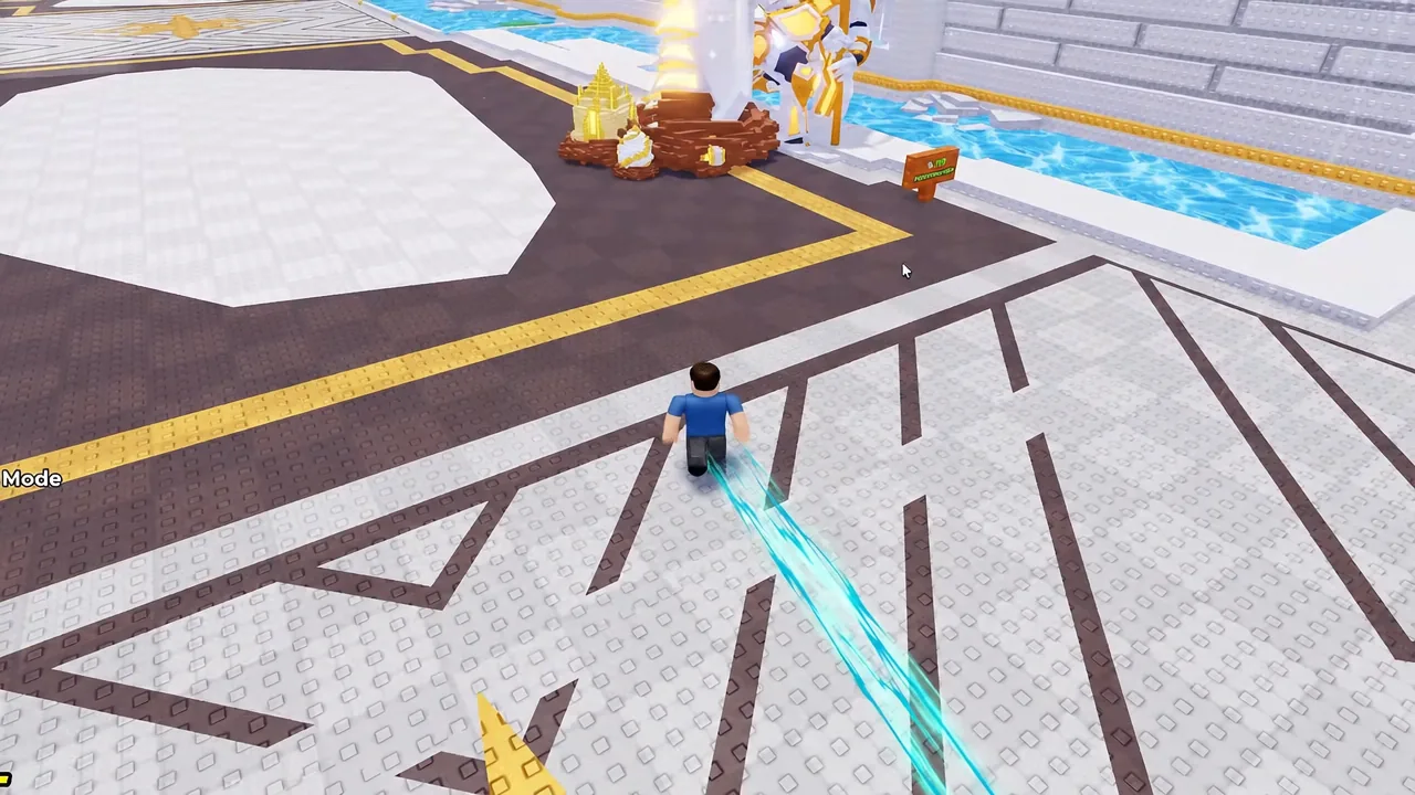 Avatar approaching a glowing shrine structure next to a pool in the Angels biome