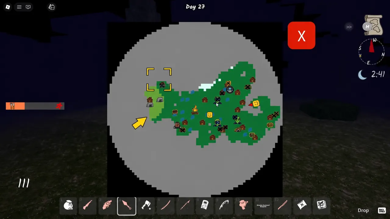 Forest gameplay moment where one of the kids' personal lunchbox items is picked up