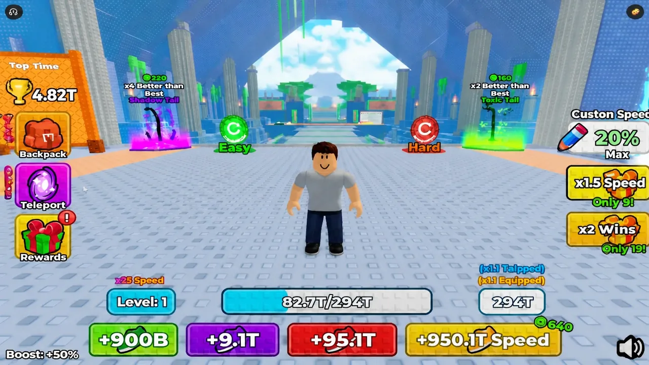 Main game screen with the Teleport button highlighted on the side menu