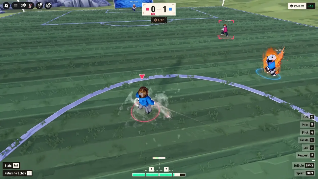 A fast pass travelling across the pitch past an opposing player during a match