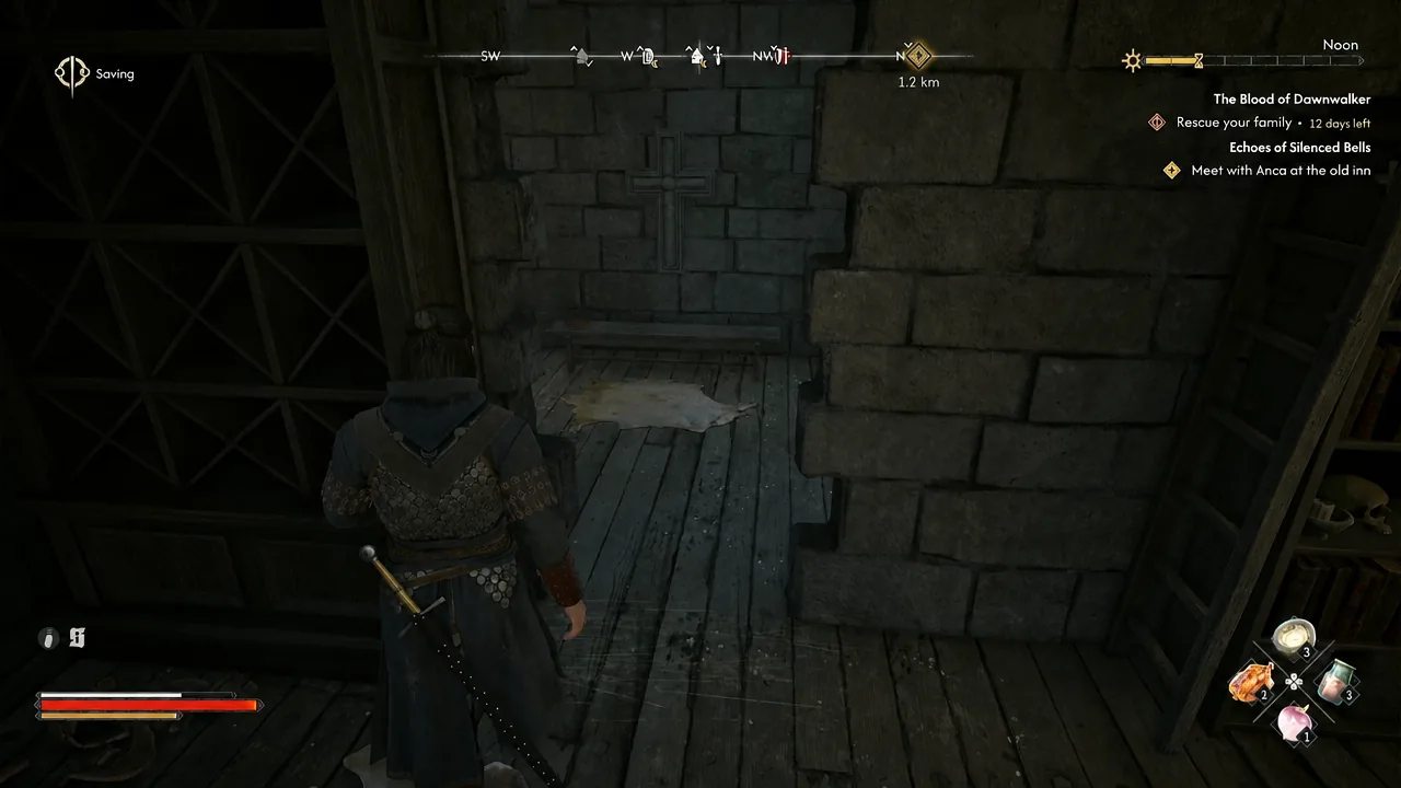 Quest tracker visible on the HUD while Coen moves through Svartrau City toward the objective