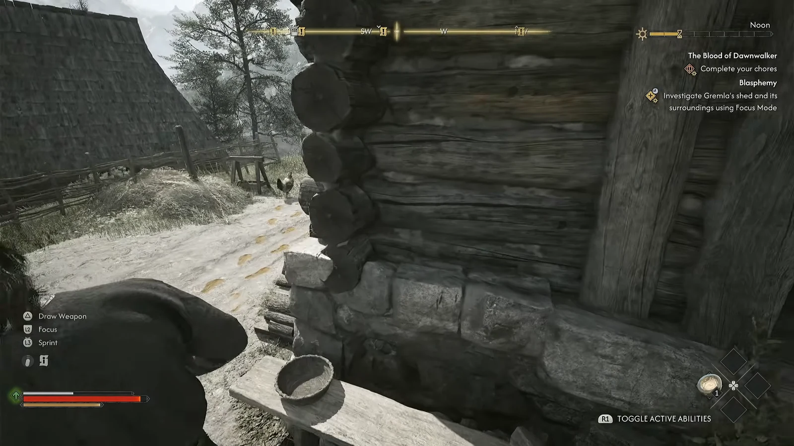 Blasphemy quest objective telling Coen to investigate Gremla's shed and its surroundings using Focus Mode