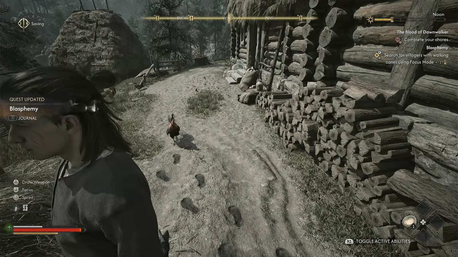 Updated Blasphemy objective reading search for villagers with walking canes using Focus Mode